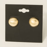 Brushed Half Sphere Stud Earrings - Gold