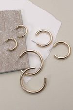 Puffy Trio Hoop Earring Set:  Gold