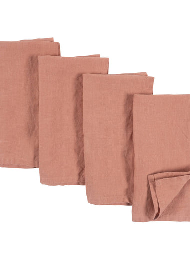 Stone Washed Linen Napkins S/4: Clay