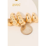 Metallic Assorted Hoop Earrings Set - Gold