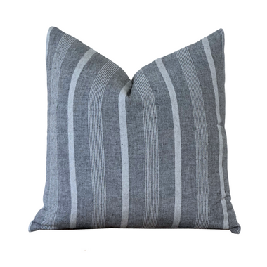 20x20 Addison Navy Stripe Linen Pillow Cover