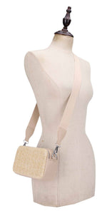 Jeena Two-Tone Straw Crossbody Bag - Natural Black