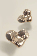 Organic Heart Post Earrings:  Gold