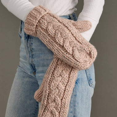 Blush Cable Knit Mittens