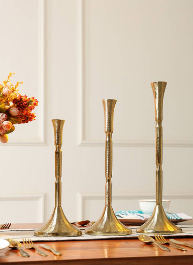 Gold Textured Candle Holder