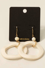 Wooden Hoop And Shell Bead Dangle Earrings