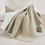 Cross Stitch Quilted Throw - Taupe - 50x60"