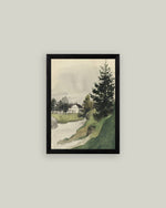 11x15 Muted Watercolor Lakeside Framed Art