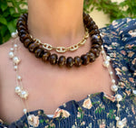 Liberty Chunky Beaded Necklace - Brown