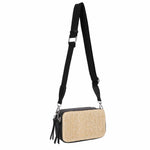 Jeena Two-Tone Straw Crossbody Bag - Natural Black