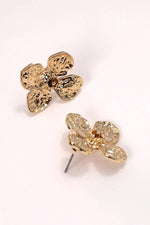 Hammered Flower Stud Earrings - Gold