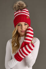 Red & Pink Striped Mittens