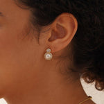 Elegant Natural Pearl and Rhinestone Studs - Sliver