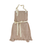 Ruffle Pin Stripe Apron - Rust