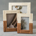 5x7 Half Split Wood & Bone Photo Frame