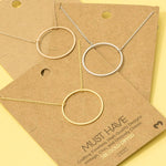 Large Circle Cutout Pendant Necklace - Silver