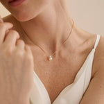 Elegant Pearl Necklace with Rhinestone Charm - Gold
