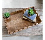 Rectangular Wood Scalloped Tray