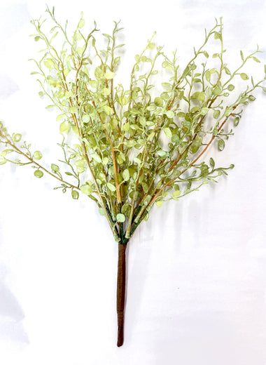 17" Soft Green Button Leaf Spray