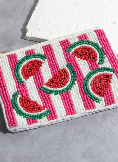 Beaded Striped Watermelon Coin Purse