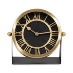 Black/Gold Metal Round Table Clock
