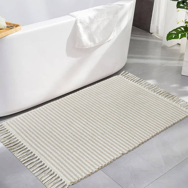 2'x3' Beige & Ivory Reversible Stripe Rug