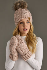 Blush Cable Knit Pom Hat