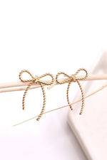 Rope Bow Stud Earrings - Gold