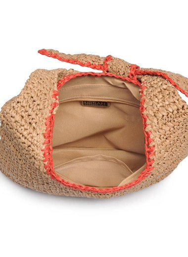 Ella Straw Tote Bag - Natural Red