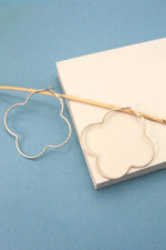 Matte Clover Hoop Earrings - Silver