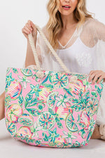 Hand-Drawn Grapefruit Beach Tote - Pink
