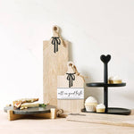 11" Black Marble & Wood Riser