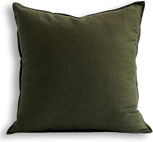 Olive Green Cotton Linen Pillow - 18x18