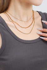 18K Layered Link and Box Chain Necklace - Gold