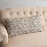14x28 Dusty Blue Floral Lumbar Pillow