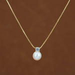 Elegant Pearl Necklace with Rhinestone Charm - Silver