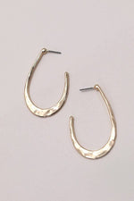 Hammered U-Shaped Hoop Drop Earrings:  Silver