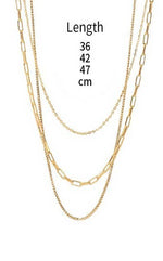 18K Layered Link and Box Chain Necklace - Gold