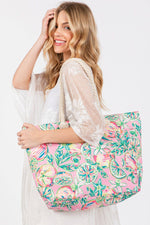 Hand-Drawn Grapefruit Beach Tote - Pink