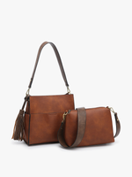Lyla 2-in-1 Bucket Bag w/ Guitar Strap - Camel/Coffee