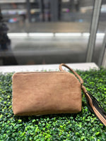 Sherpa Cuff Handle Tassel Wristlet - Camel