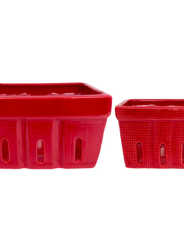 Red Ceramic Berry Basket