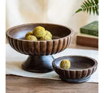 Carved Fluted Wood Bowl