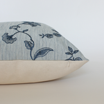 20x20 Veera Blue Floral Stripe Pillow Cover