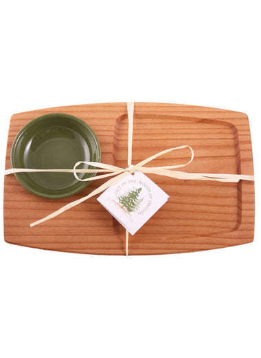 Appetizer Board with Olive Green Bowl
