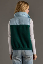 Light Blue & Green Colorblock Sherpa Vest