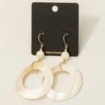 Mother Of Pearl Shell Circle Cutout Drop Earrings - Gold