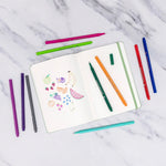 12 Pack Felt Tip Fine Line Marker Pens With Case - Bright