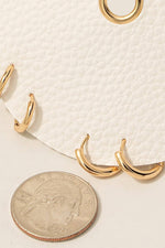 Dainty Metallic Hoop Earrings Set - Gold