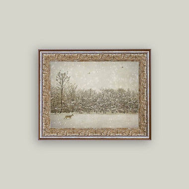 8x10 Winter Fawn Framed Antique Art